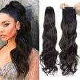 thumbnail image 3 of Benehair Clip in Hair Extensions as Human Drawstring Ponytail Real Long Thick Hair Piece Curly Wavy for Woman Natural Black 24", 3 of 11