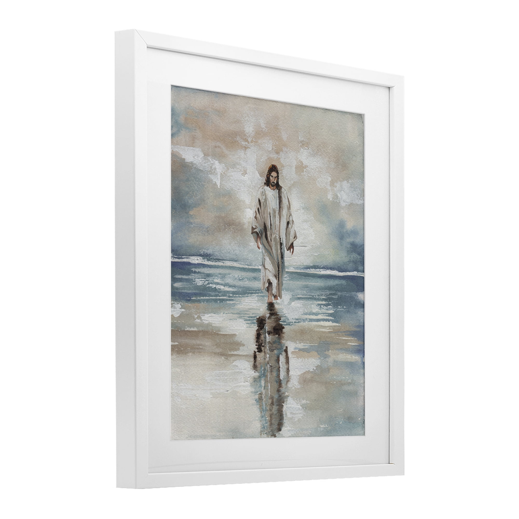 Stupell Industries Jesus on Water White Framed Print Under Glass, design by Elizabeth Medley