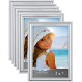 thumbnail image 1 of Icona Bay Marcos De Fotos De 5 X 7 (Paquete De 6 Plateados) Con Molduras Bellamente Detalladas, Juego De Marcos De Fotos Contemporáneos, Montaje En Pared O Mesa, Colección Inspirations, 1 of 5