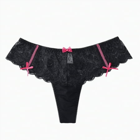Meiodtion Underwear for Women Comfort G String High Waisted Seamless Panty Cute Thong Banded Waist Stretchable Panties  Black  S