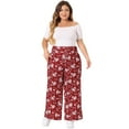 thumbnail image 3 of DARING DIVA Women's Plus Palazzo Pants High Waist Polka Dots Wide Leg 1X Red, 3 of 6