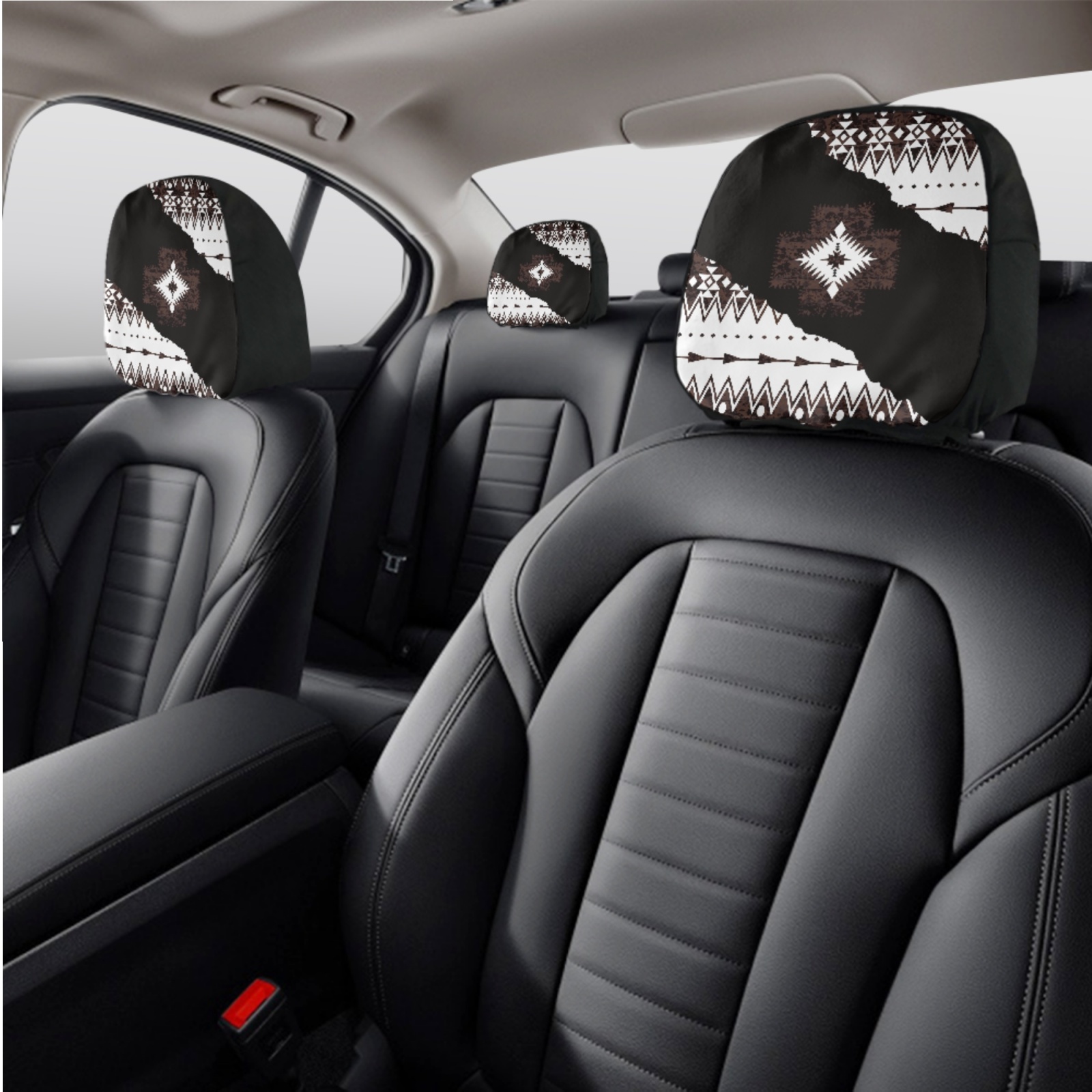 Renewold American Tribal Car Seat Cover Set 11 Pieces for Women Men, with Auto Seat Protector Non-slip Steering Wheel Cover Headrest Cover Coasters Handbrake Cover Gear Shift Cover