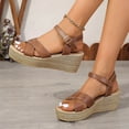 thumbnail image 4 of Viluyesy Womens Wedge Sandals, Flatform Wide Width Ankle Strap Summer Comfortable Shoes Brown, 4 of 7