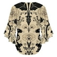 thumbnail image 6 of Floral Panthers Elegant Cream Women's V-Neck Blouse With 3/4 Ruffled Bell Sleeves Casual Top Ladies Blouses, 6 of 7