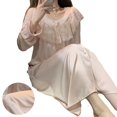 thumbnail image 2 of Bienvenido Camisón de manga larga con botones para mujer, camisón de encaje elegante retro, ropa de descanso para el hogar BBB-05 L para 115,7?143,3 lb, 2 of 8