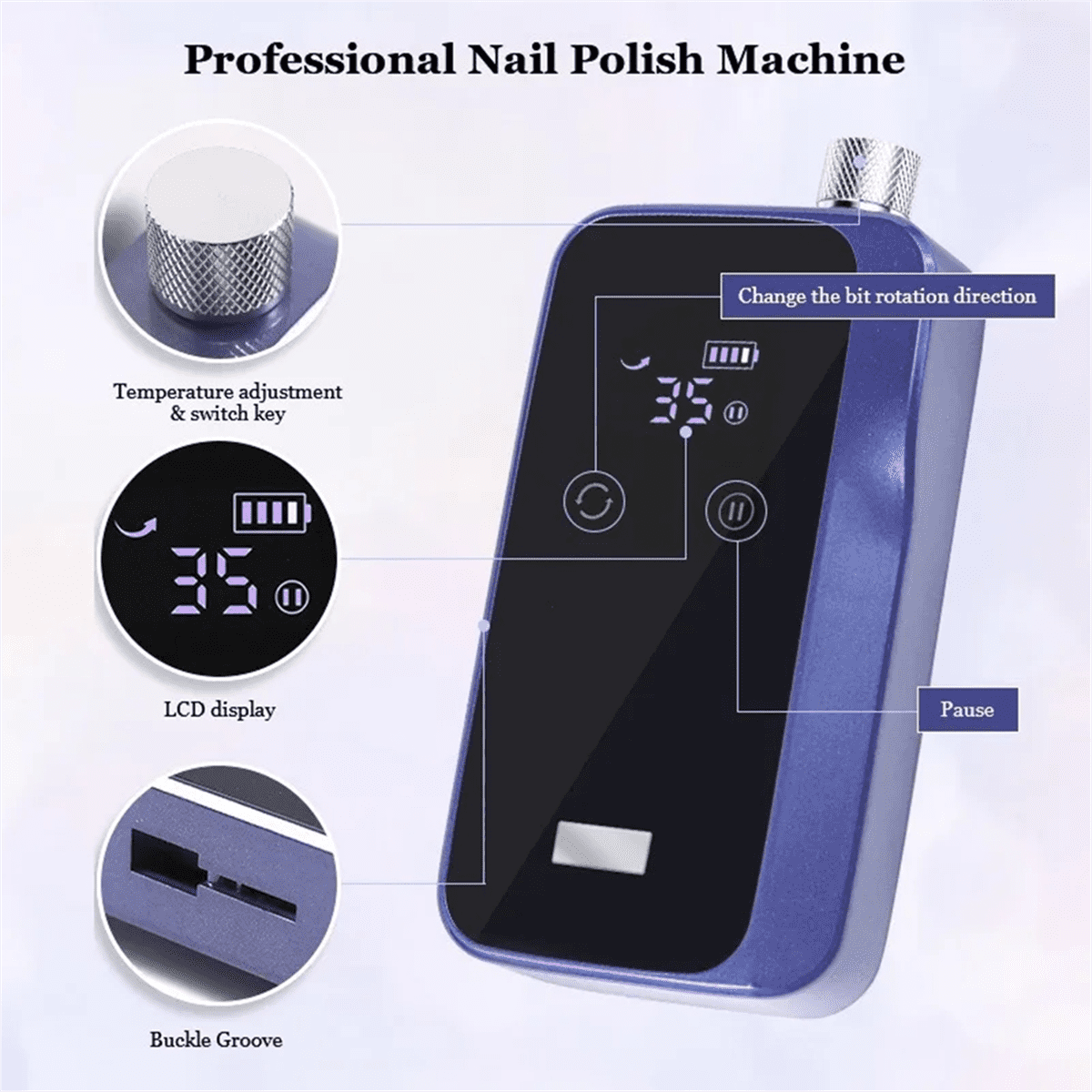 Electric Nail Drill Machine Professional Nail Drills for Gel Nails Polish Rechargeable Portable Nail File Manicure Tool