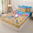 thumbnail image 2 of Castle Fairy Baseball Ice Cream Print Zipper Full Size Comforter Sets with Fitted Sheet and 2 Pillowcases, Sport Theme Zipper Bedding Set, Blue Pink Yellow,4pcs, 2 of 6