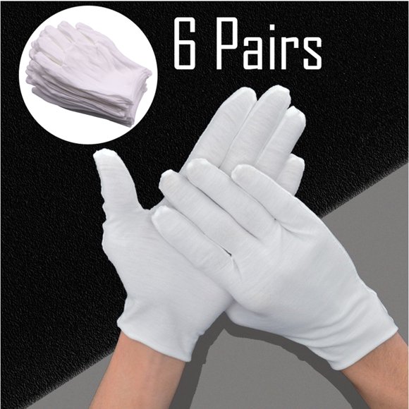 Winter Saving Sale! Cameland White Gloves 6 Pairs Of Soft Cotton Gloves Numismatic Assay Gloves