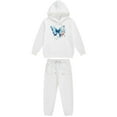 thumbnail image 4 of SYMOID Girls White Butterfly Floral Tracksuit Set - Soft Polyester Hoodie (Drawstring) & Jogger Pants (Elastic Waist), Sizes 3-12Y for Daily Play/School/Park,Size 2 T, 4 of 4