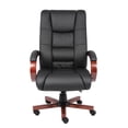 thumbnail image 4 of Scranton & Co Leather/Wood High Back Executive Office Chair in Black/Cherry, 4 of 7