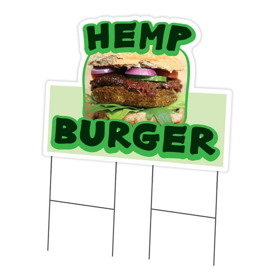 Hemp Burger 24" x 36" Yard Sign & Stake | Advertise Your Business | Stake Included Image On Front Only | Made in The USA