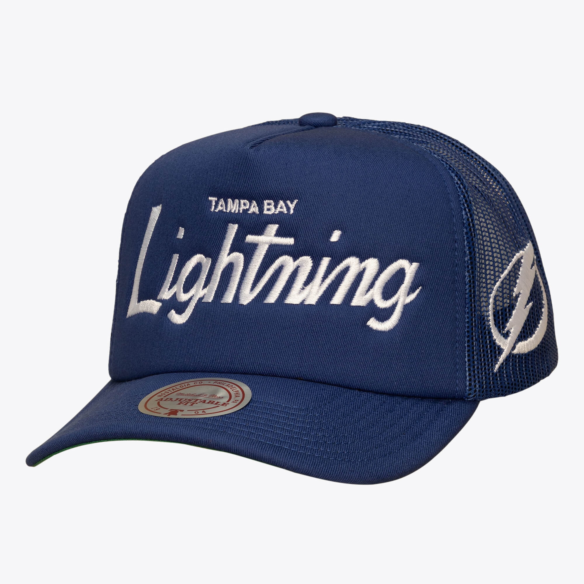 Men's Mitchell & Ness Blue Tampa Bay Lightning Head Coach Trucker Adjustable Hat