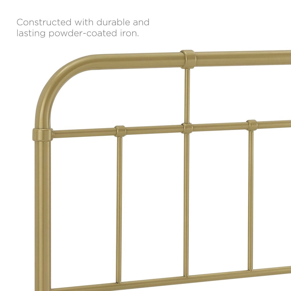 Modway Alessia Modern Farmhouse Queen Metal Spindle Headboard in Gold