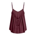 thumbnail image 6 of CUZIBR Tank Tops For Women Summer Camisole Casual Crewneck Sleeveless Loose Fit Solid Color Pleated Ruffled Basic Tee Shirt Fashionable Breathable Cozy Trendy Basic Blouse,Wine,L, 6 of 6