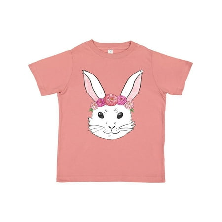 

Inktastic Cute White Easter Bunny Wearing a Pink Flower Crown Gift Toddler Boy or Toddler Girl T-Shirt
