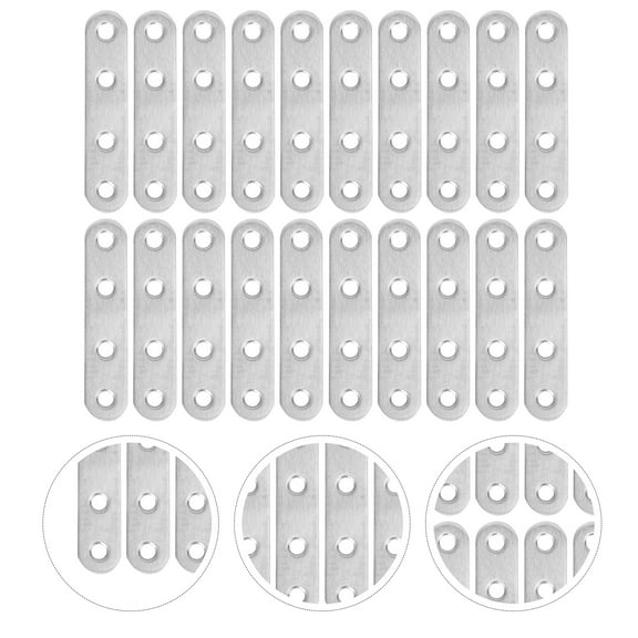 20pcs 77mm Flat Straight Brackets Stainless Steel Mending Plate Joining Plates Repair Fixing Bracket Connector with Screws Set ( Silver )