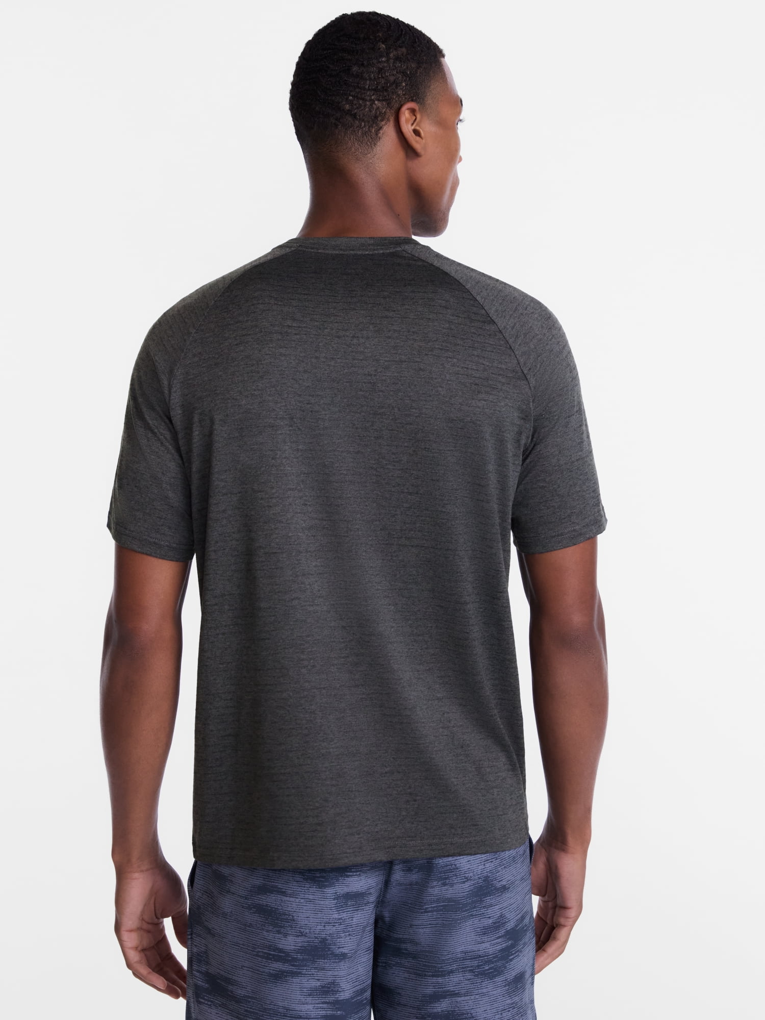 Athletic Works Men's Tonal Stripe Workout Shirt with Short Sleeves, Sizes XS-4XLT