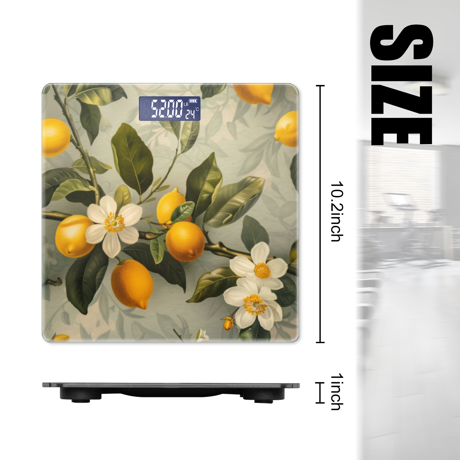 Digital Bathroom Scale with Large LCD Display,High Capacity Scale 400 lbs High Precision body fat scale-Vintage Lemon Tree With Lemons And Flowers