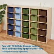 ECR4Kids Scoop Front Plastic Storage Bins, Multipurpose Organization, Earthtone, 25-Piece