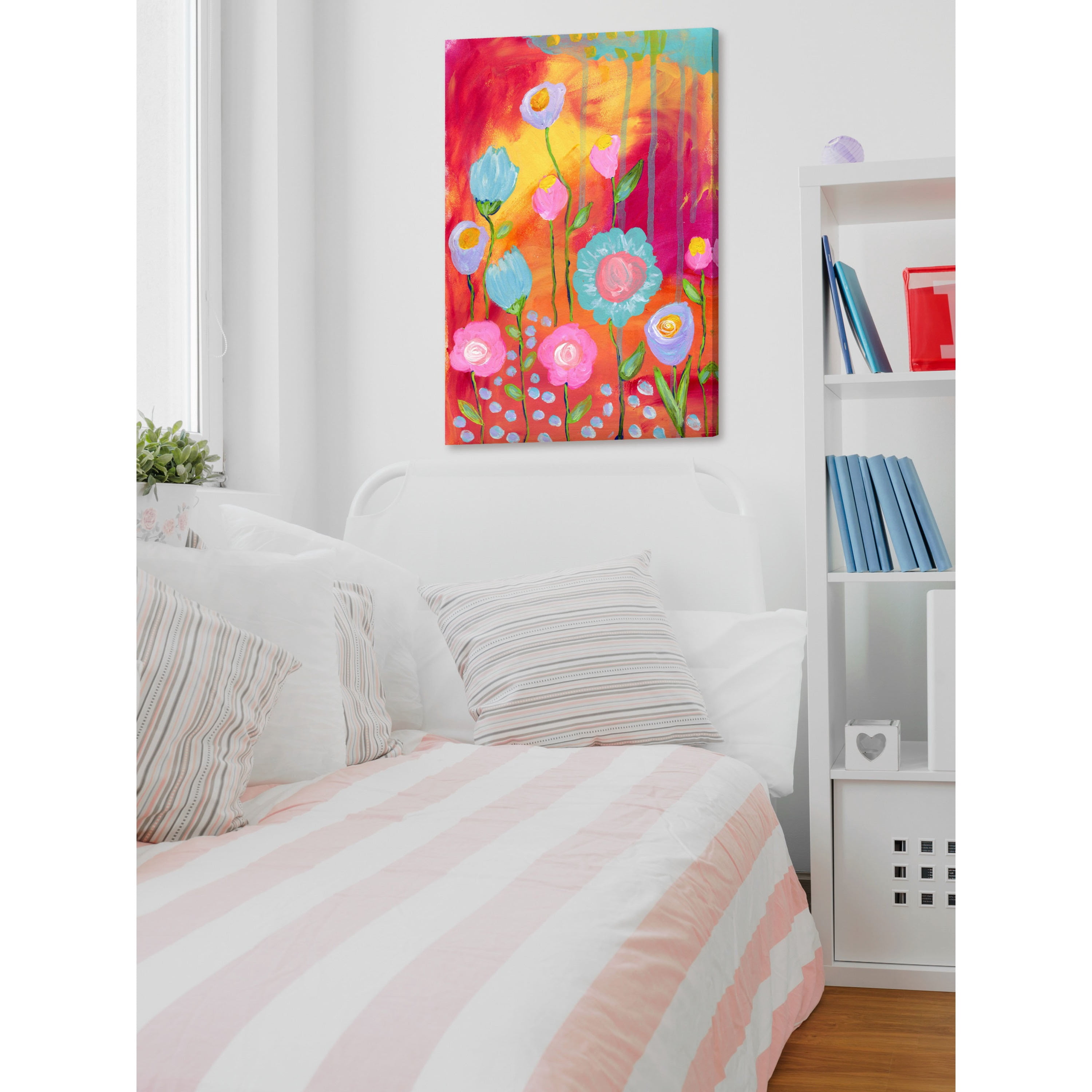 Marmont Hill "Flowers Sunset" by Jill Lambert Painting Print on Wrapped Canvas