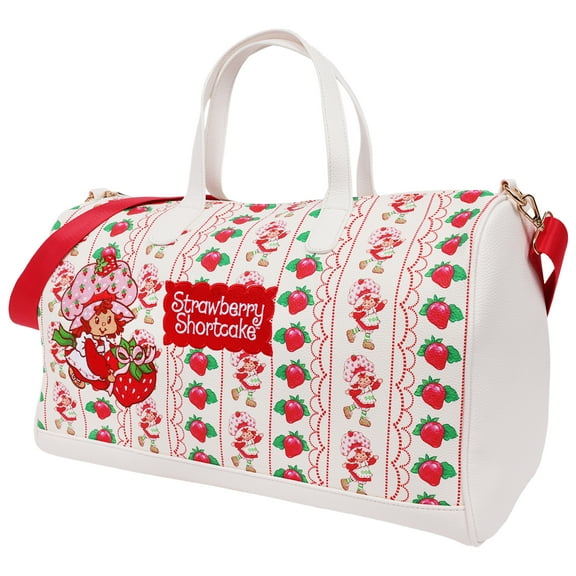 Strawberry Shortcake Weekender Duffel Bag, Vintage Travel Tote for Women, Pink Lace Print