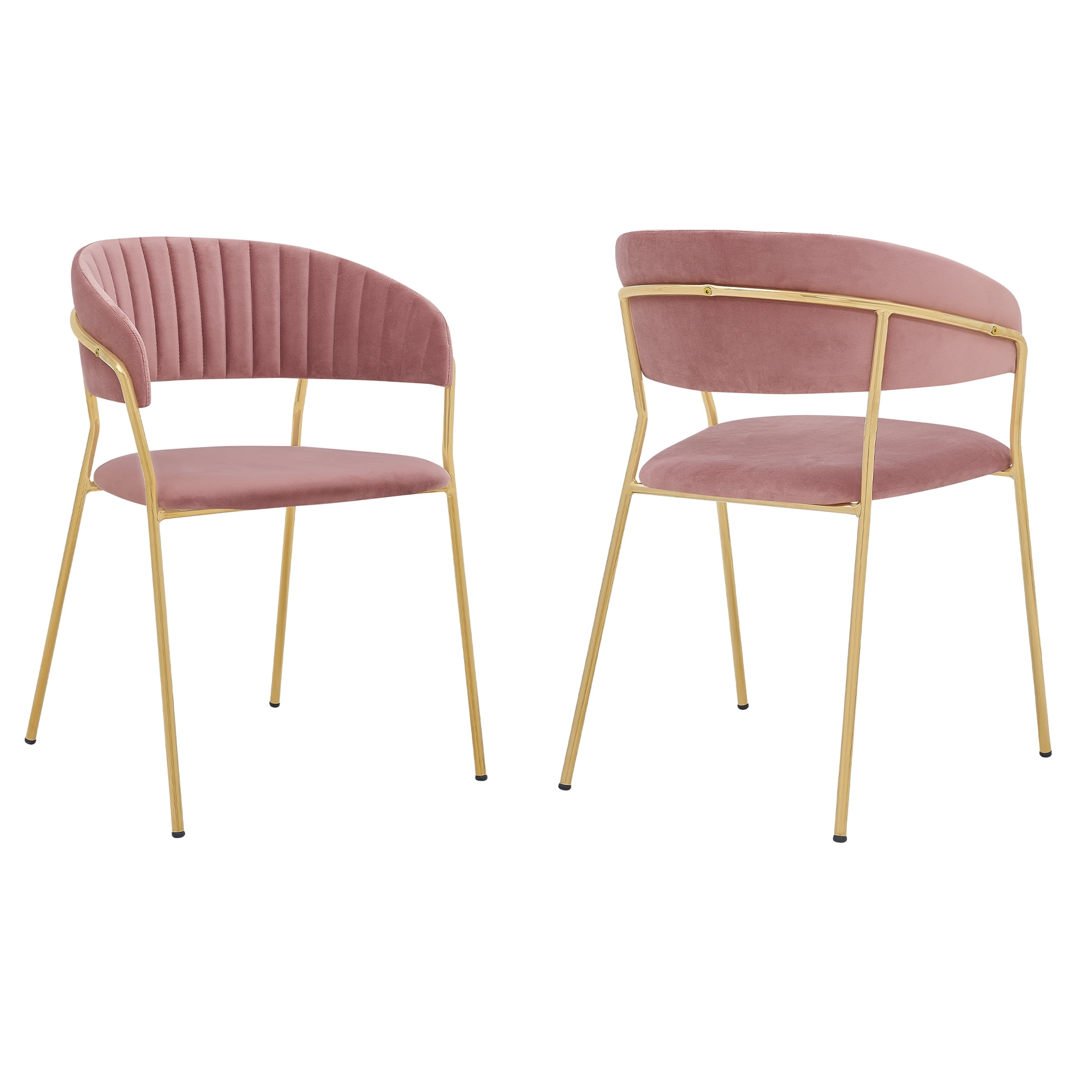 Nara Modern Velvet and Gold Metal Leg Dining Room Chairs Set of 2