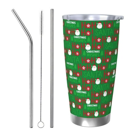 

Vsdgher Cute Santa And Ho Ho Ho 20 Oz Stainless Steel Vacuum Insulated Travel Mug Coffee Cup for Home Office Outdoor Works Great for Ice Drinks and Hot Beverage -Straw Three-piece Set