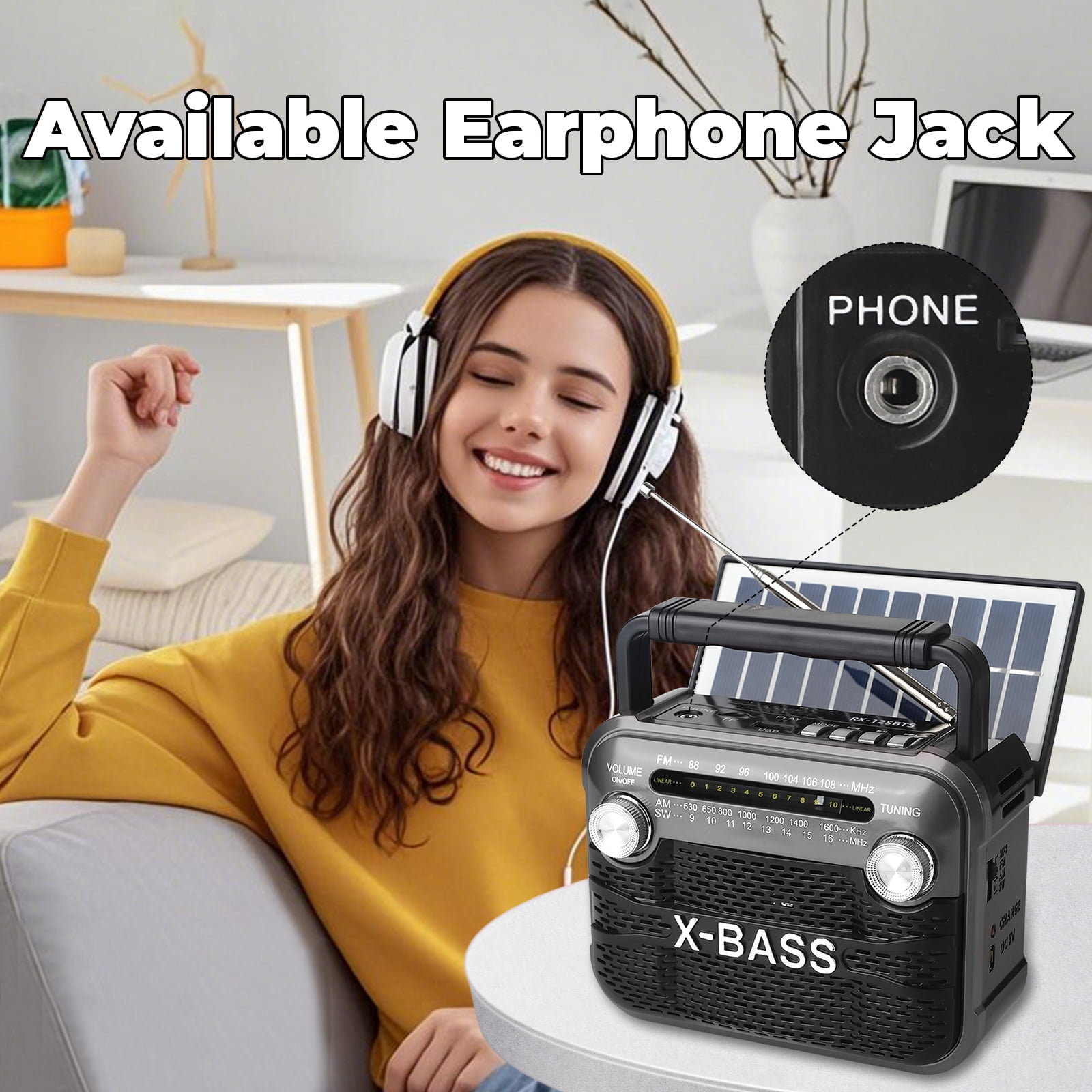 Portable AM/FM/SW Radio,Transistor Radio,Retro Bluetooth Speaker with USB/TF Player,Solar Battery Operated/USB Charge,Digital Tuner & Earphone Jack,Emergency Flashligh,Perfect for Gifts/Elderly/Home