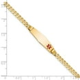 thumbnail image 3 of Primal Gold 14 Karat Yellow Gold Medical Soft Diamond Shape Red Enamel Curb Link ID Bracelet, 3 of 4