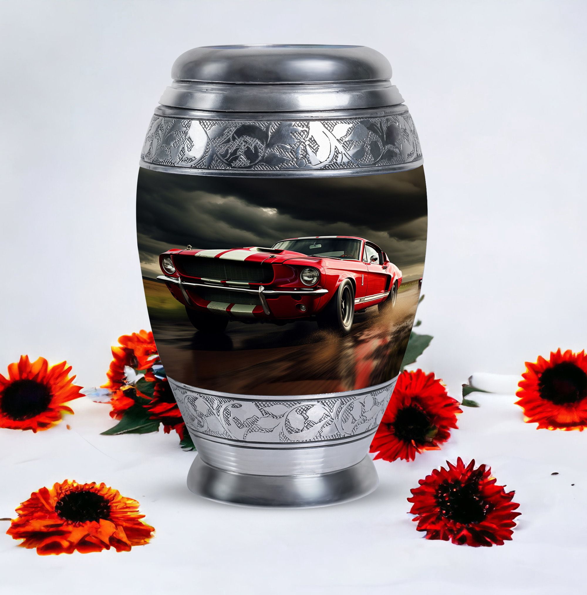 Classic Muscle Cars Racing - Human Urns for Ashes - Urns for Ashes Adult Male - 10 Inch - Large - Cremation Urns for Ashes - Ashes Holder - Burial Urns for Human Ashes - Ash Urns for Humans