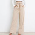 thumbnail image 1 of Pantalones Anchos Pantalones de pierna ancha para mujer Pantalones de cintura alta Pantalones holgados rectos (Beige M) Cgtredaw Para estrenar, 1 of 1