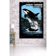 thumbnail image 2 of Friday Harbor, Washington, Orca and Calf Scratchboard (36x54 Giclee Gallery Art Print, Vivid Textured Wall Decor), 2 of 3