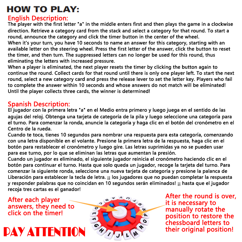 Spanish Enough Game Fast-paced Family Gathering Letter Toys For Adults Children Letters Learning Spanish Language Tables Games