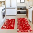 thumbnail image 5 of Merry Christmas Kitchen Rugs Set of 2,Holly Pine Branches Leaves Mat for Floor,Red Winter Holiday Non-Slip Kitchen Sink Mats Kitchen Decor Doormat+Runner Rug, 5 of 6