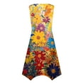 thumbnail image 7 of YDKZYMD Summer Casual Dresses for Women Floral Flowers Wedding Maxi Beach Boho Tank Dresses Hem Sundress Petite Sleeveless Midi Dress with Pockets Yellow XXL, 7 of 7