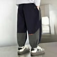 thumbnail image 5 of Wxirdiow Toddler Baggy Pants Boy Boy's Cargo Pants Waist Drawstring Loose Tapered Multi Pockets Cargo Jogger Pants Navy Size,7-8 Years, 5 of 7