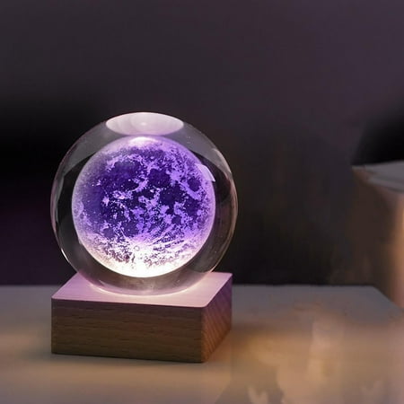 

UAEBM Small Gift Night Light Crystal Ball for Birthday; Engraved Crystal Ball with LED Base for Girls; Astronomical Themed Crystal Lamp for Kids and Universe Lovers A