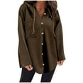 thumbnail image 1 of Swstbby Soldes d'Automne! Hauts d'Automne pour Femmes Grande Taille, Chandail à Capuchon à Manches Longues Patchwork Contrasté Décontracté Café TTG, 1 of 5