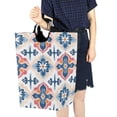 thumbnail image 4 of Yayeee Freestanding Laundry Hamper with Handle Collapsible Large Storage Basket for Clothes, Navy Blossom Mosaic, 4 of 7