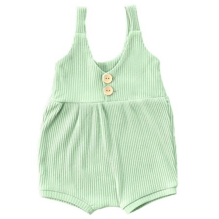 

Baby Girl Suspenders Romper Vertical Stripe Sleeveless Short Casual Jumpsuit