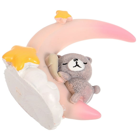 HEALEEP 1Pcs Adorable Ours et Lune Décoration de Gâteau Rose pour Amis et Famille