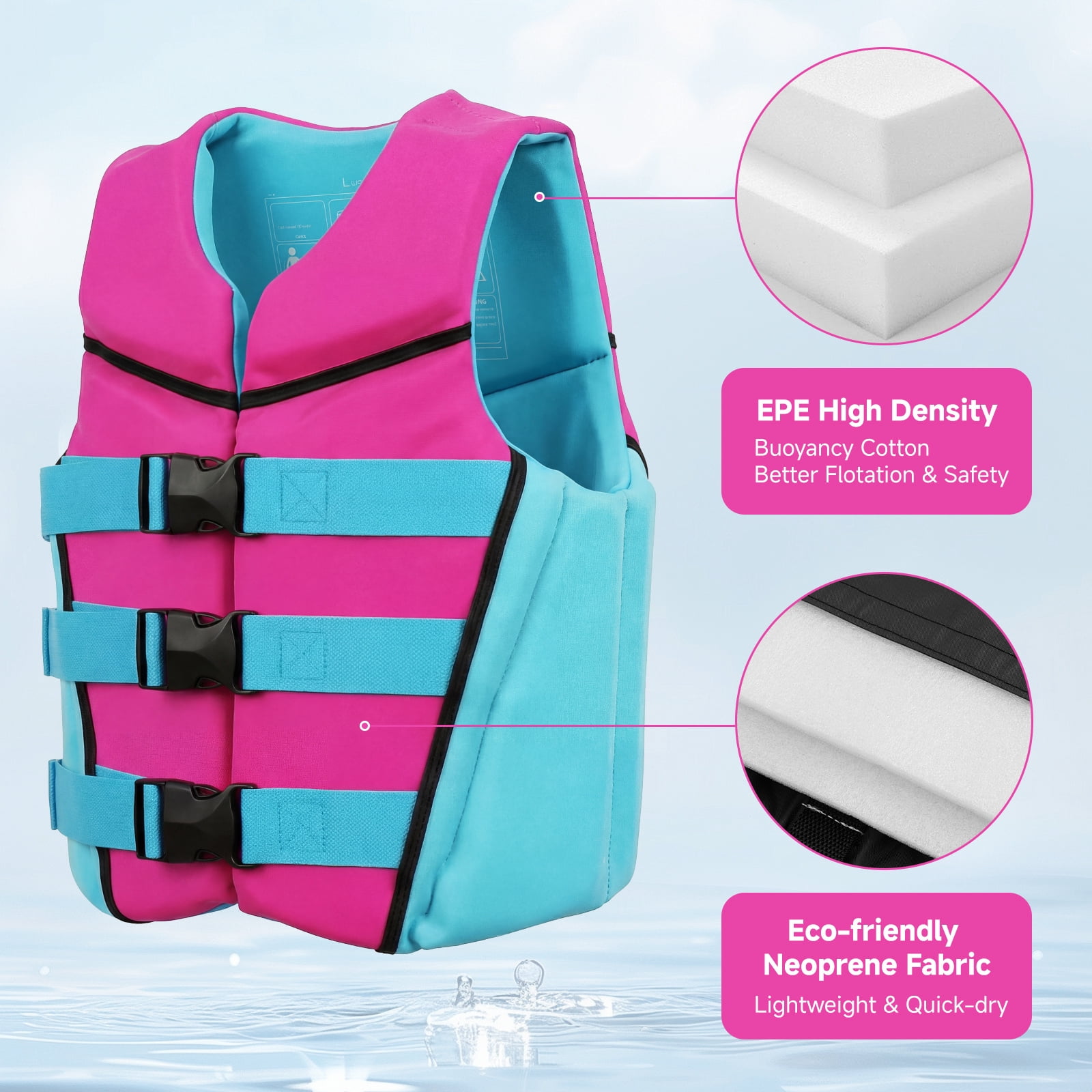 Kids Swim Vest Life Jacket Youth,Adjustable Flotation Buoyancy Swimsuit Trainer Vests,Swimming Aid Jacket for Boys Girls,Kayaking Fishing Sailing,Fit for 50-125 lbs