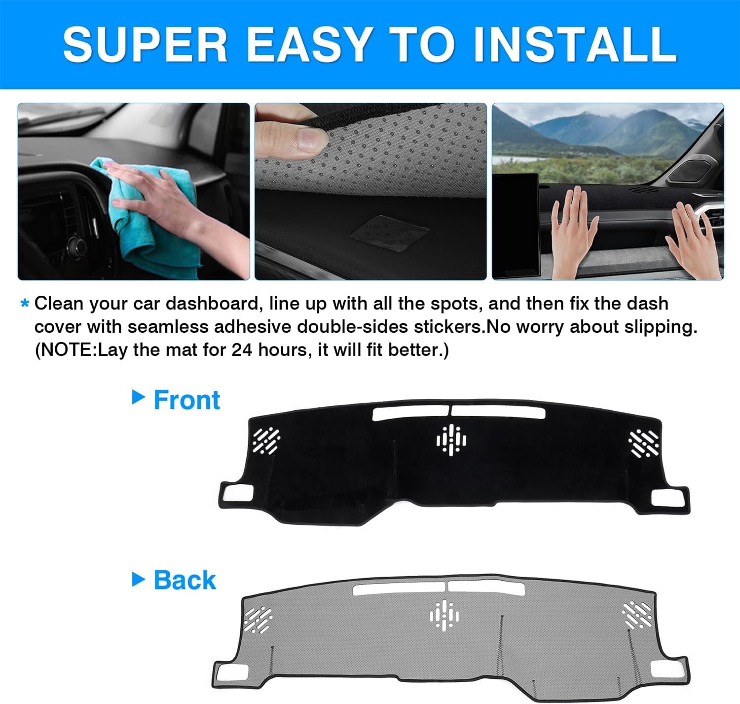 Canvcle Dashboard Cover Mat for 2024 2025 Toyota Tacoma Accessories Dash Cover Upgrade Velvet Dash Mat UV Rays Protector