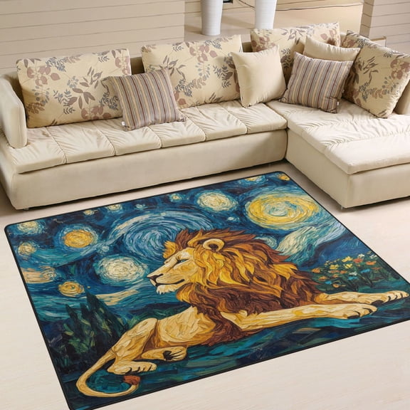WOBOGO Golden Lion King Carpet Non-Slip Rugs Soft Doormat 6348in Living Dining Room Bedroom Decorative