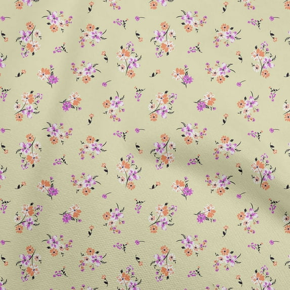 oneOone Velvet Beige Fabric Floral Quilting Supplies Print Sewing Fabric By The Yard 58 Inch Wide
