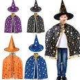 thumbnail image 5 of Capa de sombreros de fieltro de bruja para niños, disfraz de Cosplay de mascarada para fiesta de Halloween, 5 of 5