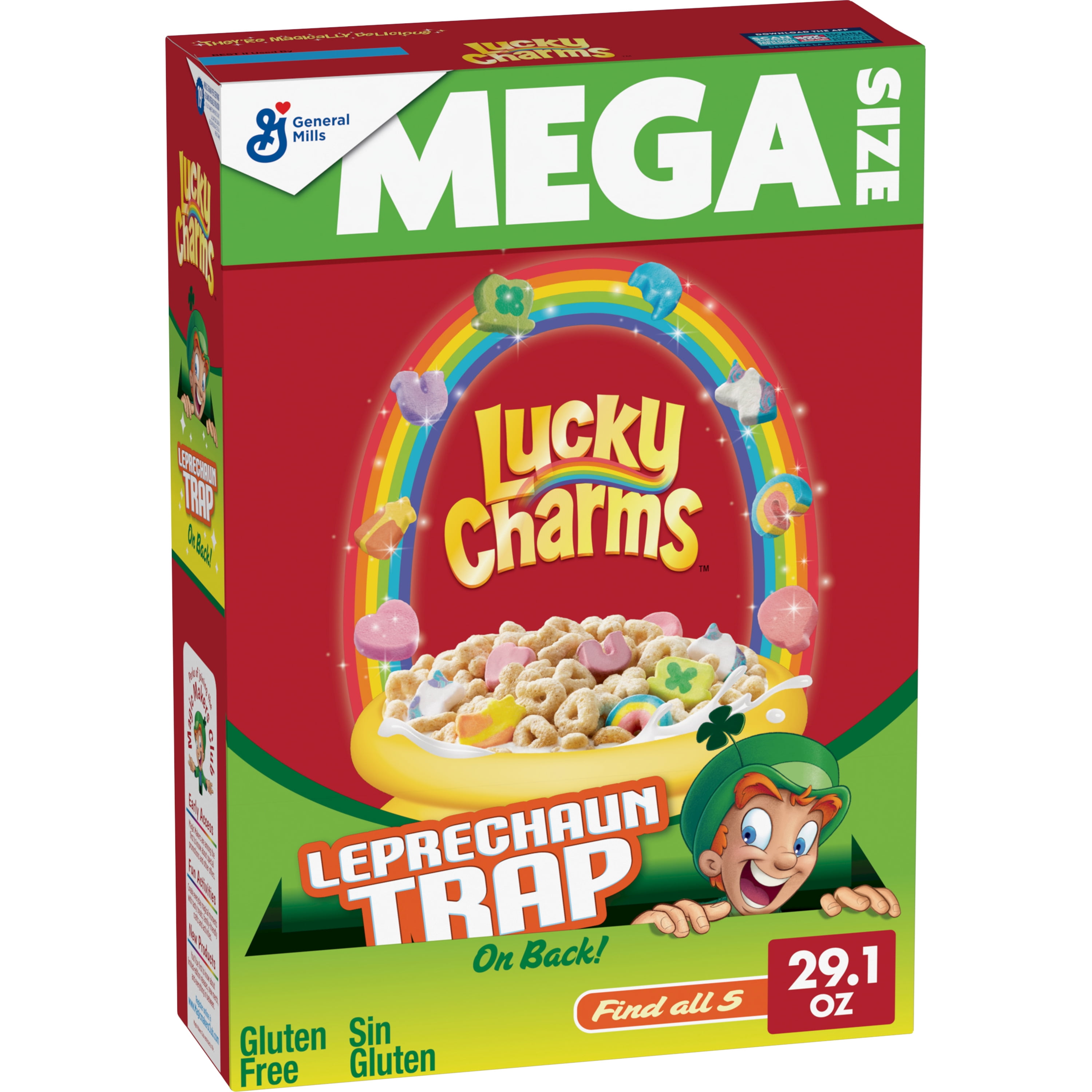 Preceder cartucho rociar Lucky Charms Gluten Free Cereal with Marshmallows, Mega Size, 29.1 OZ -  Walmart.com