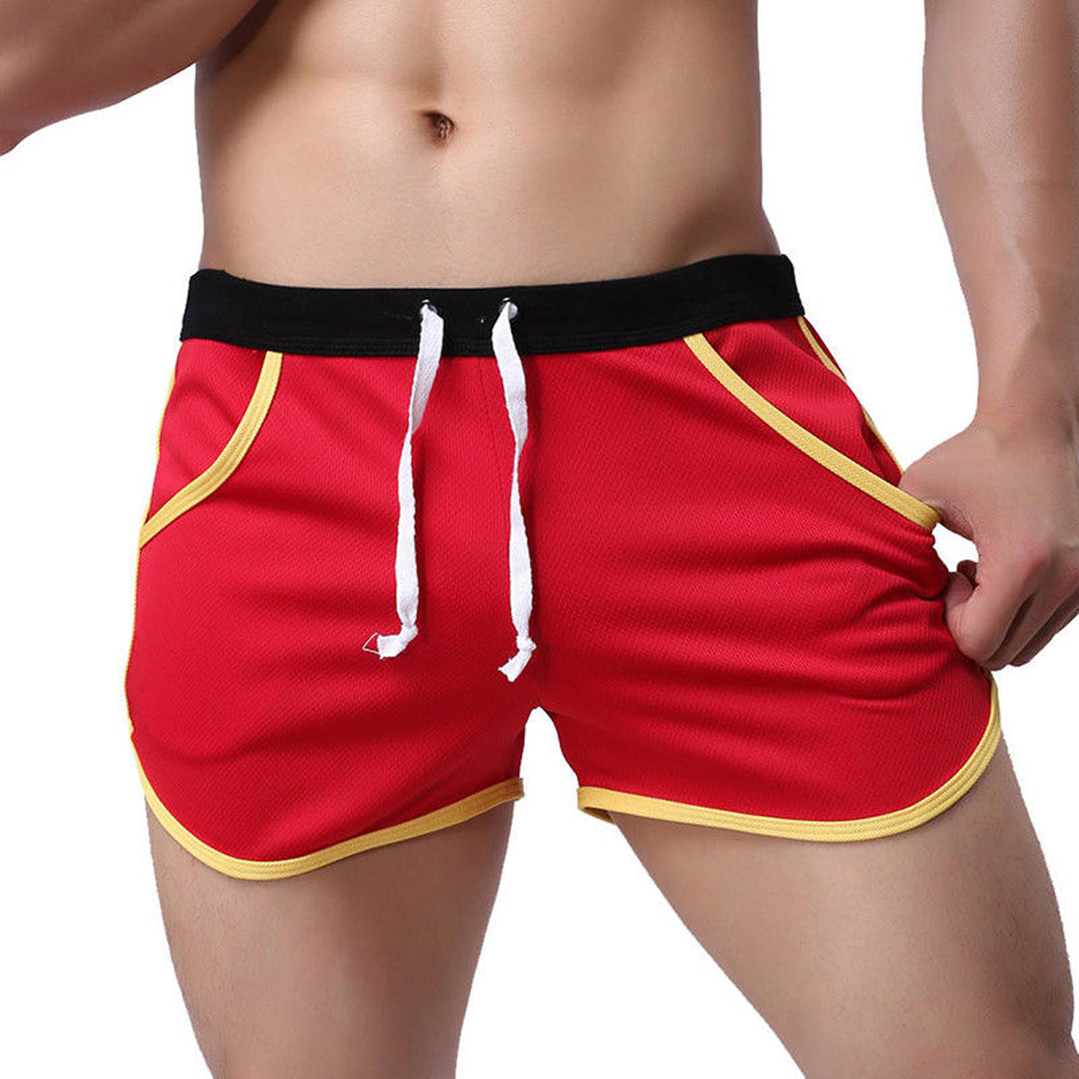 Ma&Baby Ma&Baby Men Short Running Sports Shorts GYM Training Pockets Short Pants Red XL