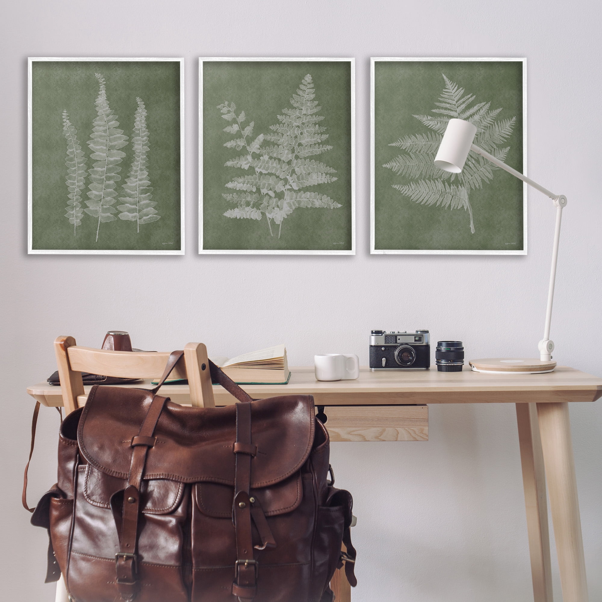 Stupell Industries Vintage Fern Silhouettes Botanical & Floral Painting White Framed Art Print Wall Art, 24 x 30, Set of 3
