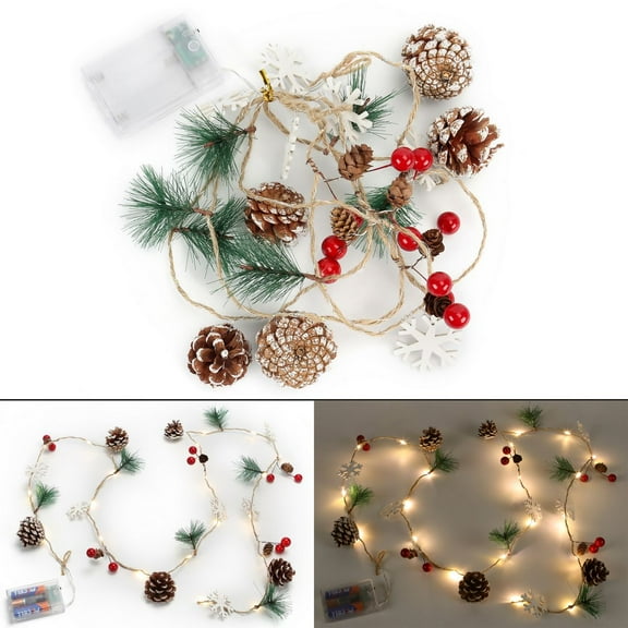 Spencer Christmas Garland Lights Pre-lit Garland with Pine Cone Berries Decoration Indoor Outdoor Xmas Home Decor